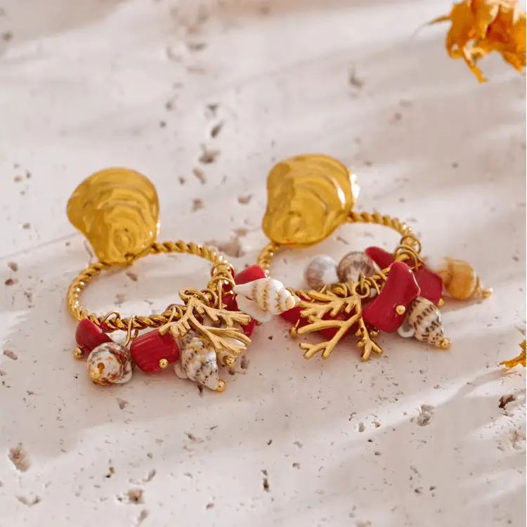 Agate & Shell Earrings for Prosperity - Raw Spiritual