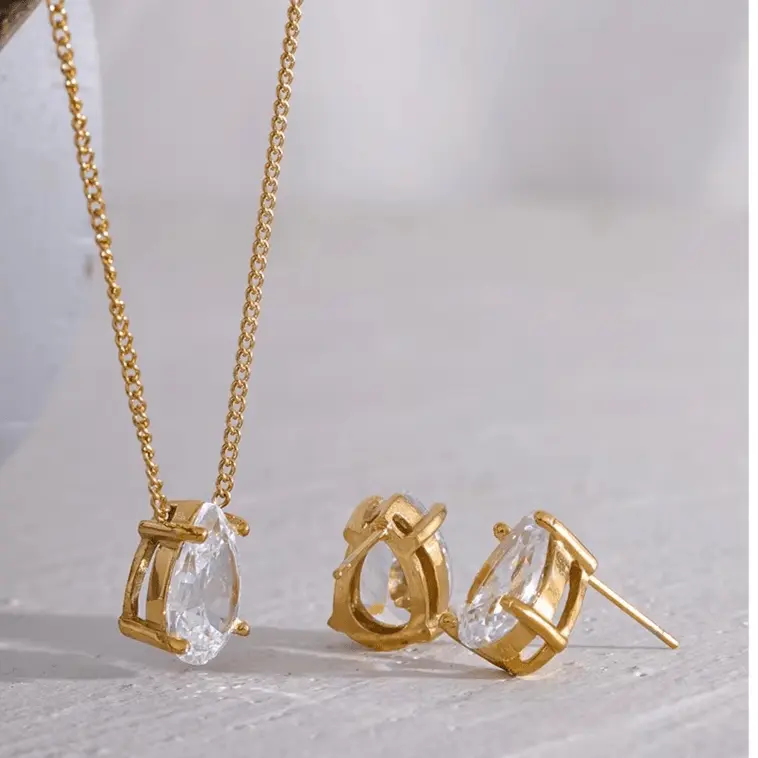 Elodie Necklace & Earrings Set - Raw Spiritual