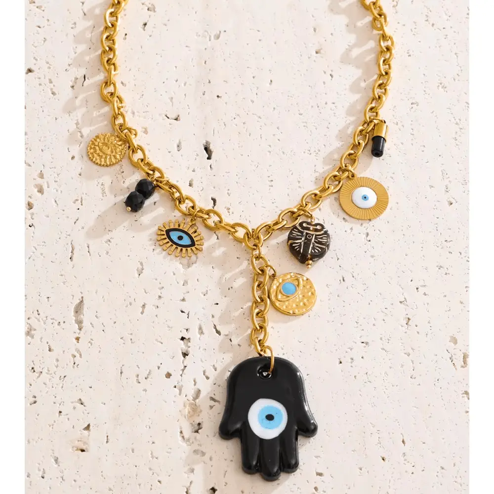 Hamza Hand & Evil Eye "Nazar" Necklace - Raw Spiritual