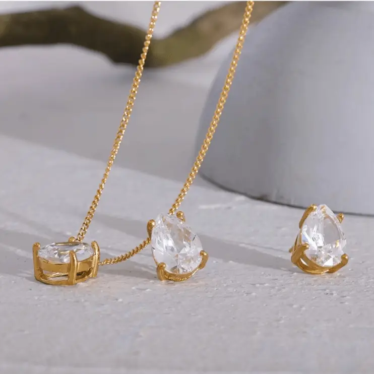 Elodie Necklace & Earrings Set - Raw Spiritual