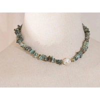 African Turquoise Chip Necklace for Luck - Raw Spiritual