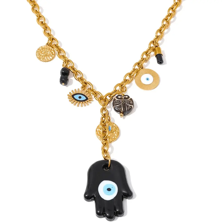 Hamza Hand & Evil Eye "Nazar" Necklace - Raw Spiritual