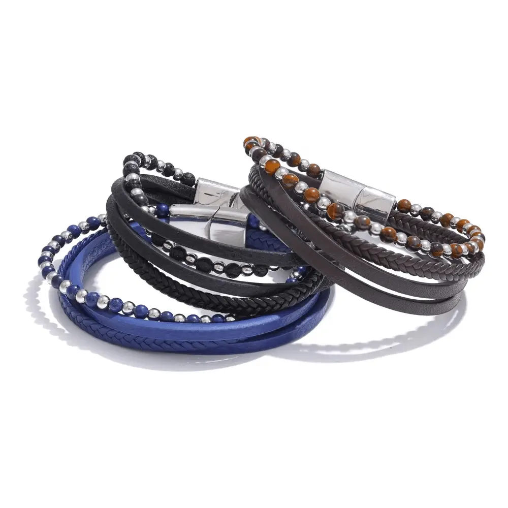 Lapis Lazuli, Tiger Eye, Lava Stone Bracelet - Raw Spiritual