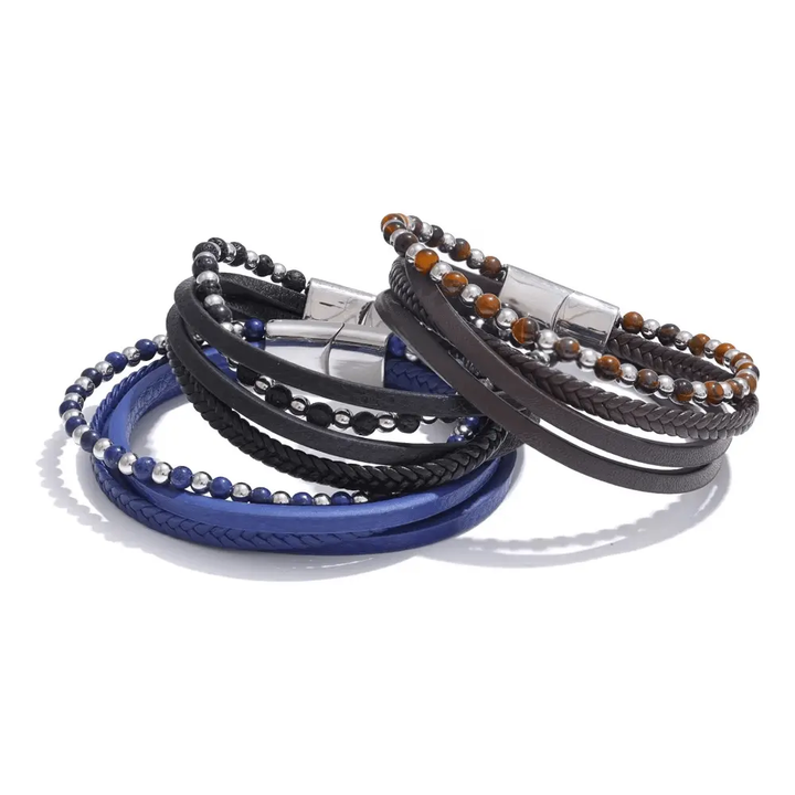 Lapis Lazuli, Tiger Eye, Lava Stone Bracelet - Raw Spiritual