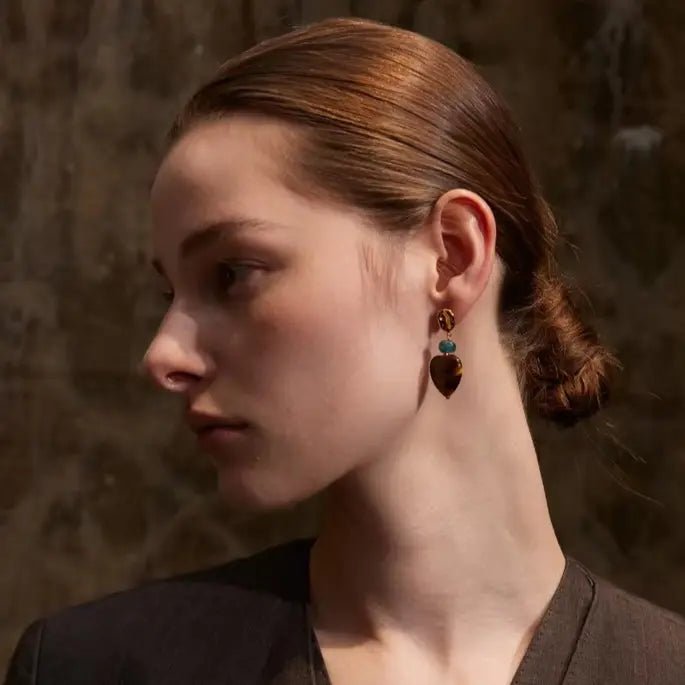 Tiger Eye & Agate Earrings for Courage & Abundance Yiwu Jinyou VIMI