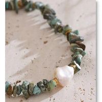 African Turquoise Chip Necklace for Luck - Raw Spiritual
