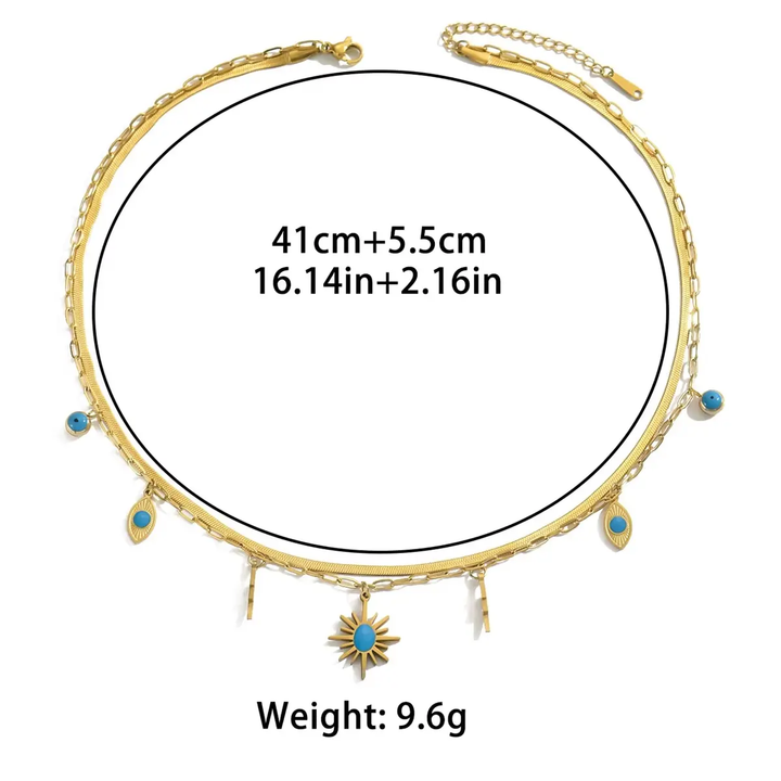 Turquoise Evil Eye "Nazar" Layered Necklace for Protection - Raw Spiritual