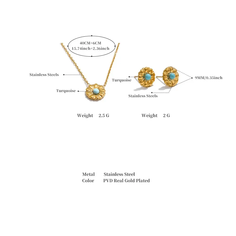 Turquoise  Earring & Necklace Set for Luck - Raw Spiritual