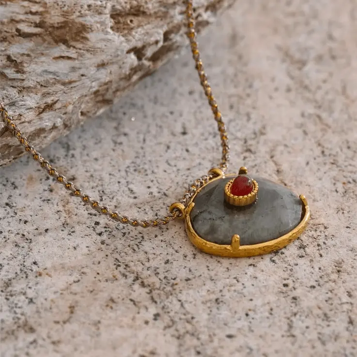 Labradorite & Agate Necklace Transformation & Luck - Raw Spiritual