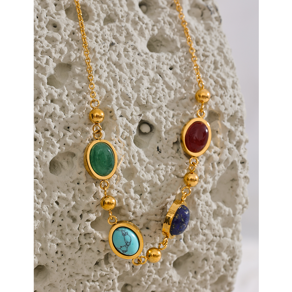Turquoise, Jade, Agate & Lapis Lazuli Necklace