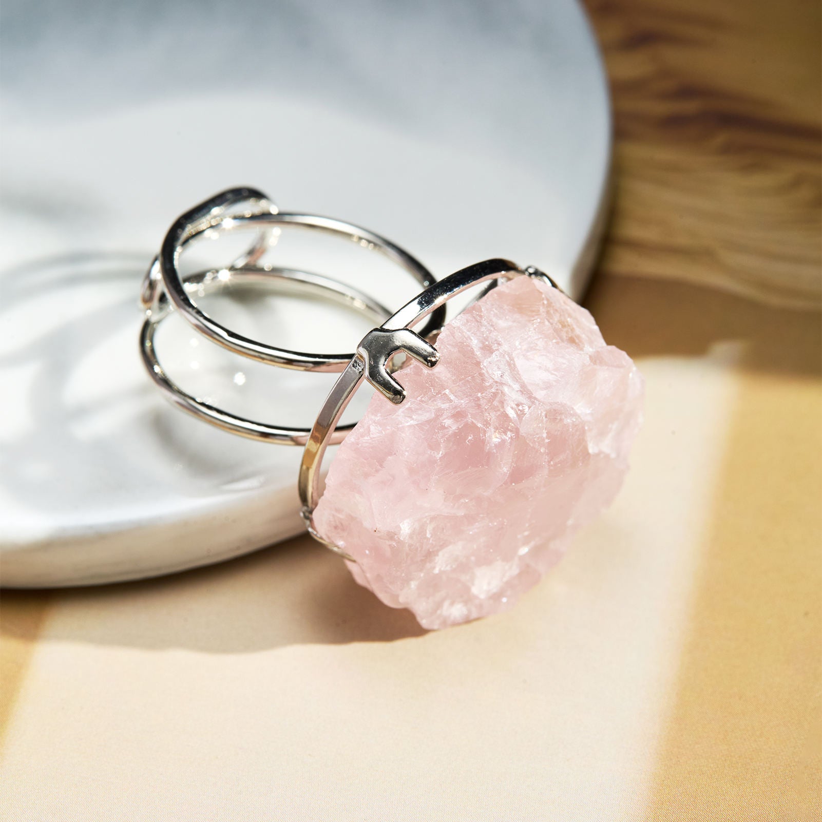 Rose Quartz Chunky Ring for Love & Relationships