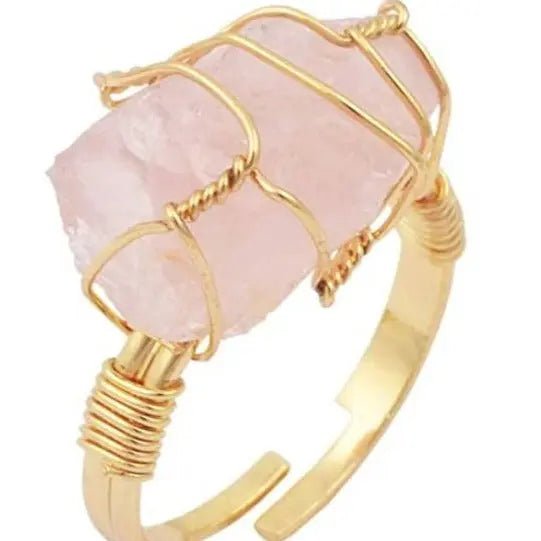 Rose Quartz Wire Wrapped Ring for Love & Relationships Yiwu Shanmei Jane