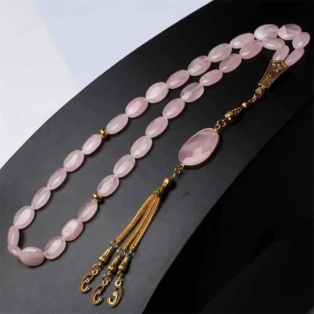 Rose Quartz Oval Stone Misbah  by Raw Spiritual