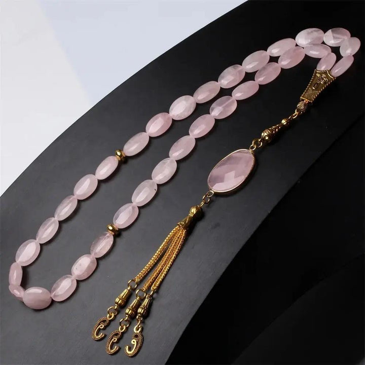Rose Quartz Oval Stone Misbah  by Raw Spiritual