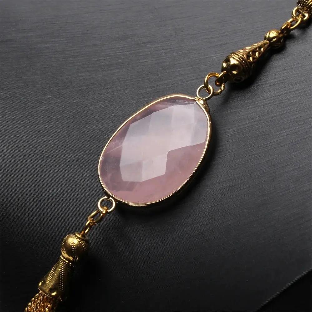 Rose Quartz Oval Stone Misbah  by Raw Spiritual