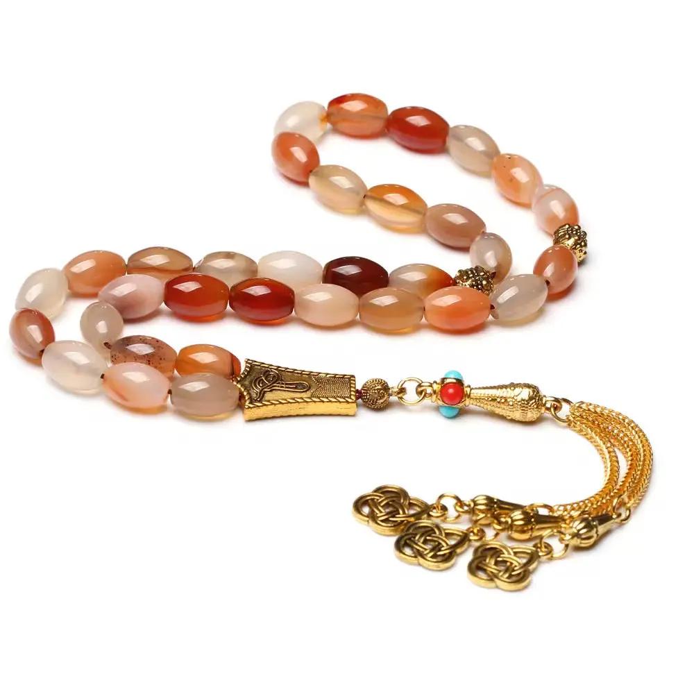 Red Agate (Aqeeq) Misbaha  by Raw Spiritual