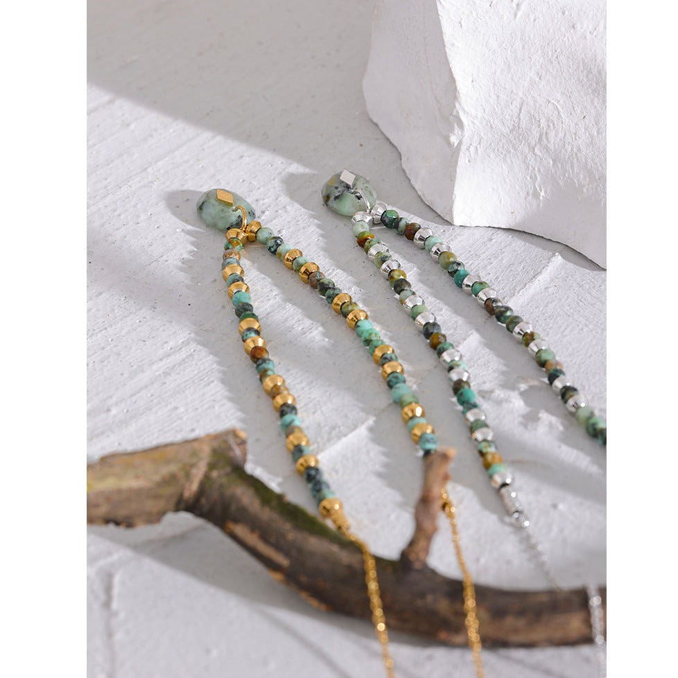 African Turquoise Stone Necklace for Healing & Spiritual Growth