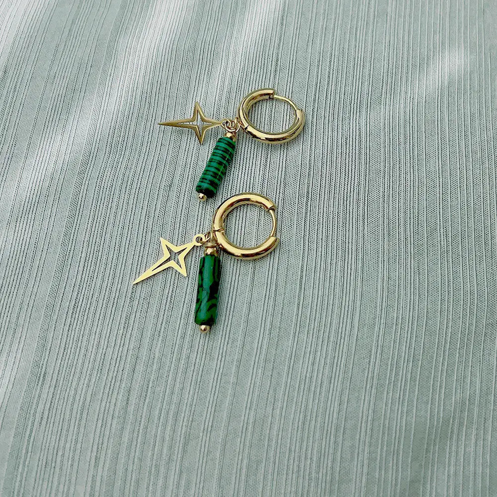 Malachite Earrings in 18K Stainless Steel  Change & Transformation Yiwu Shanmei Jane