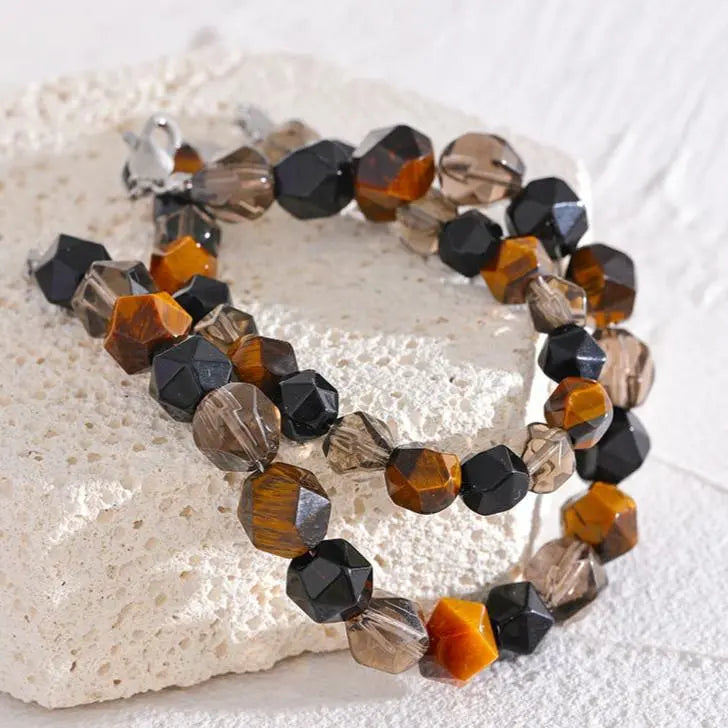 Smoky Quartz, Onyx & Tiger Eye Bracelet for Protection, Courage & Calmness Yiwu Jinyou VIMI