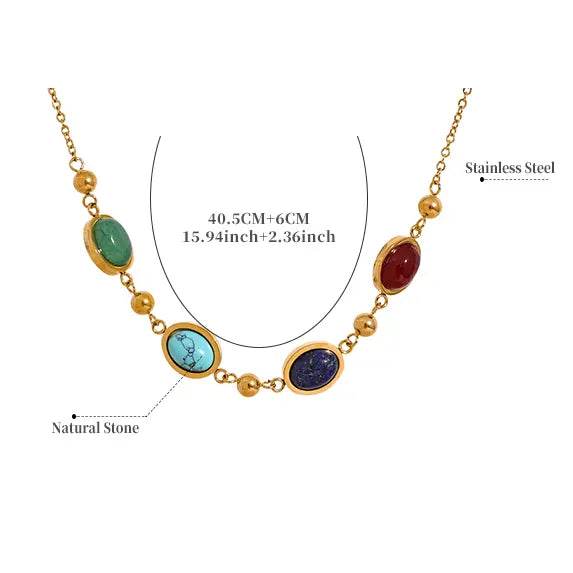 Turquoise, Jade, Agate & Lapis Lazuli Necklace Yiwu Jinyou VIMI