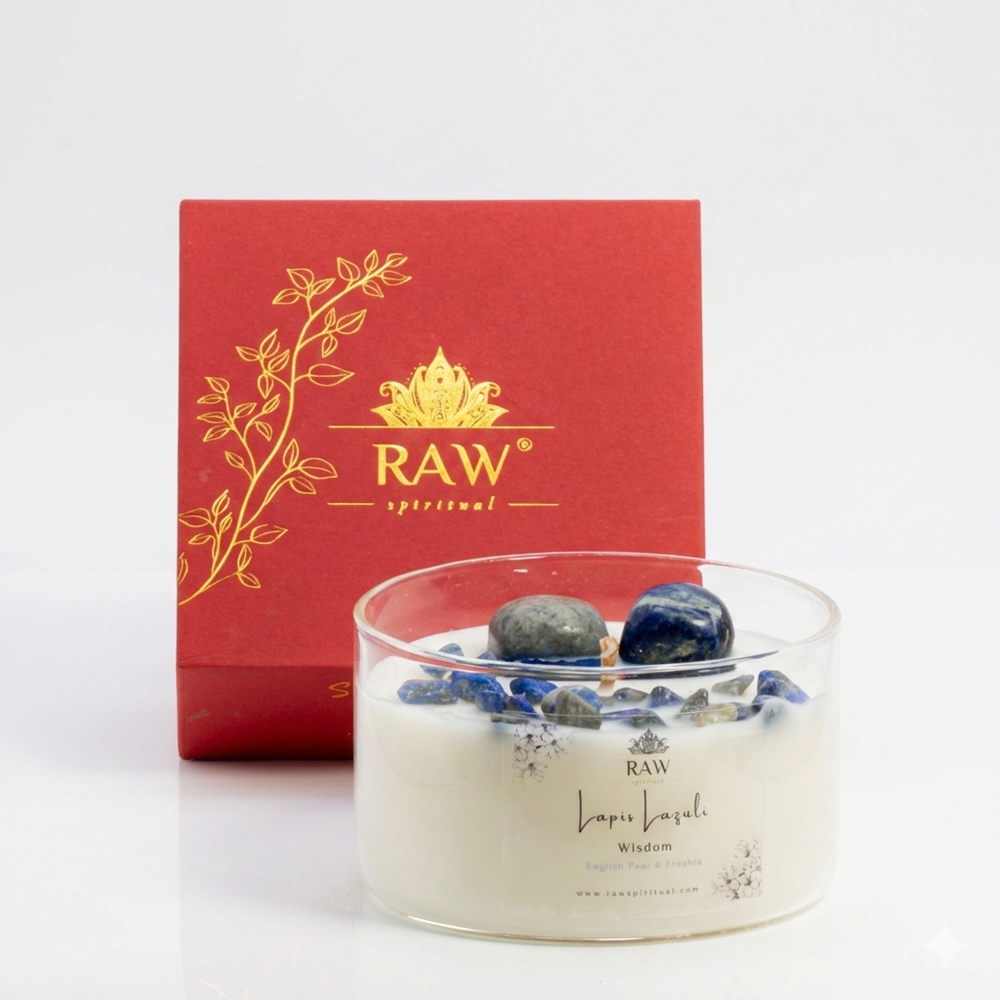 Lapis Lazuli Aromatherapy Crystal Candle for Wisdom