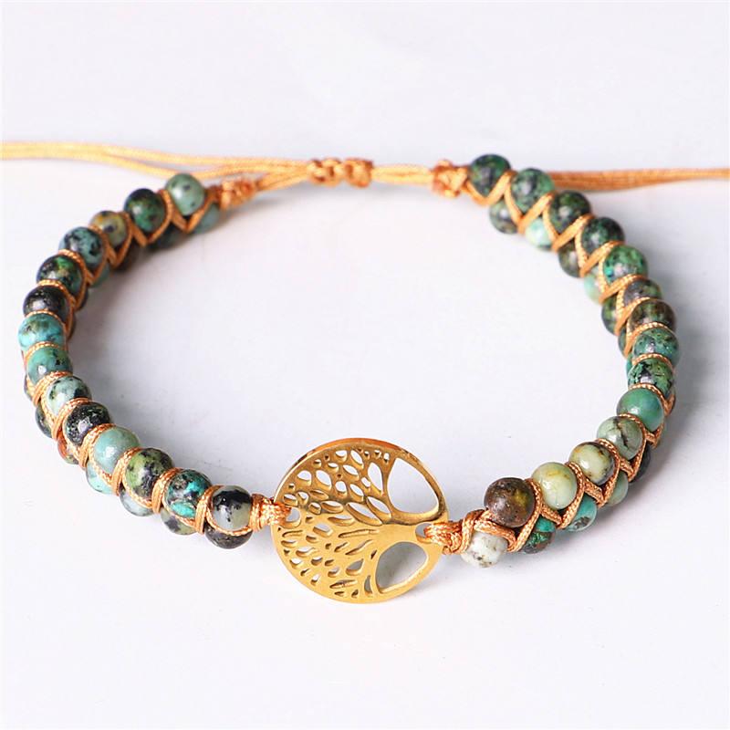 African Turquoise Bracelet with Tree of Life for  Healing & Spiritual Growth