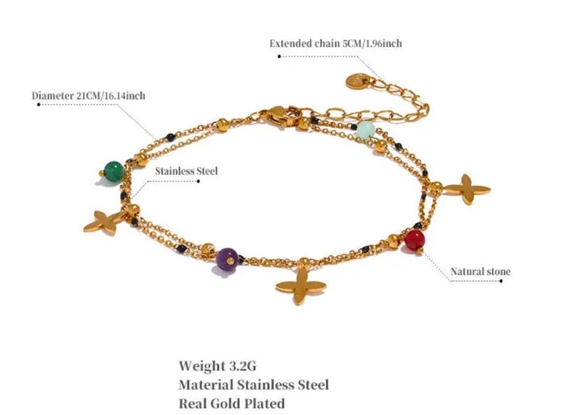 Amethyst, Aventurine, Aquamarine & Carnelian Bracelet Anklet Yiwu Jinyou VIMI