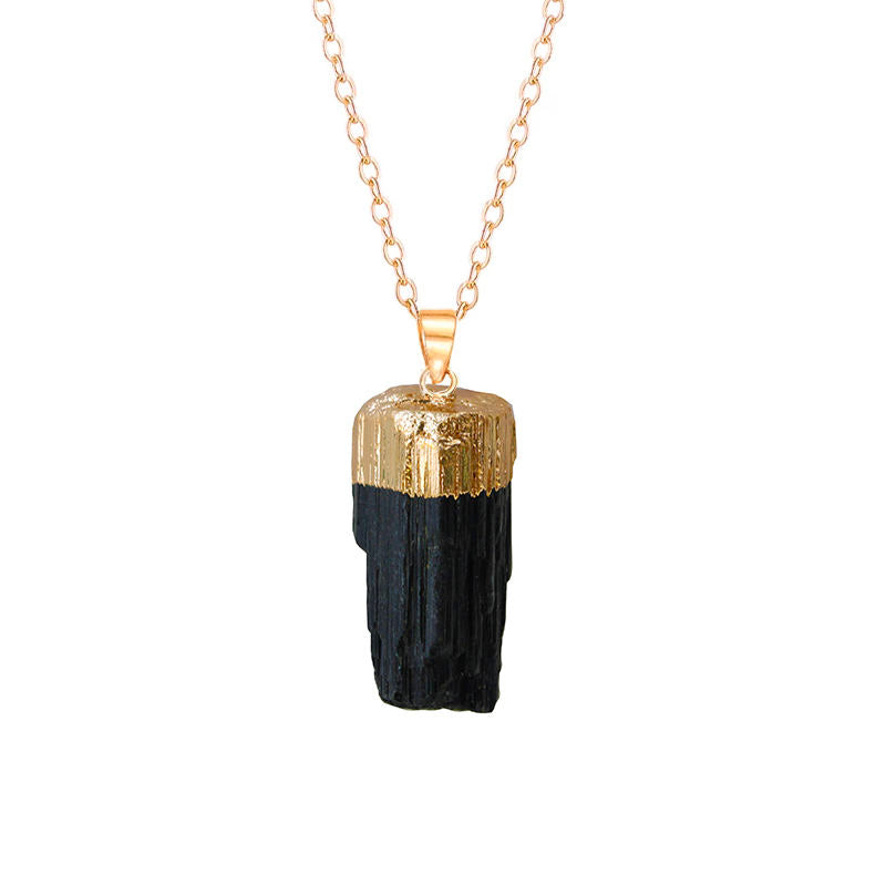 Raw Black Tourmaline Pendant in S925 Chain for Protection