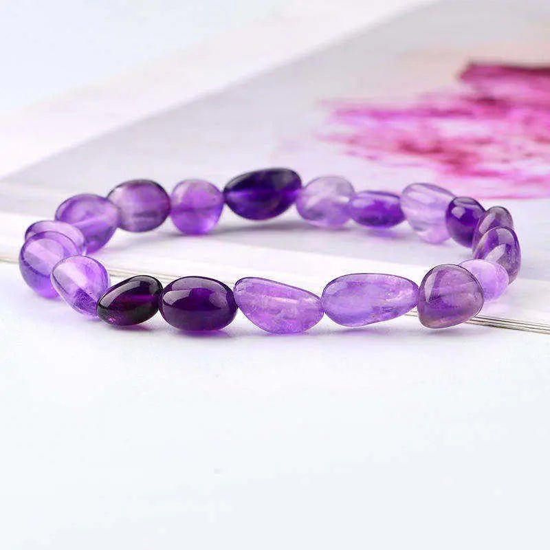 Amethyst Tumbled Oval Bead Bracelet for Healing & Spiritual Awareness Yiwu Shanmei Jane