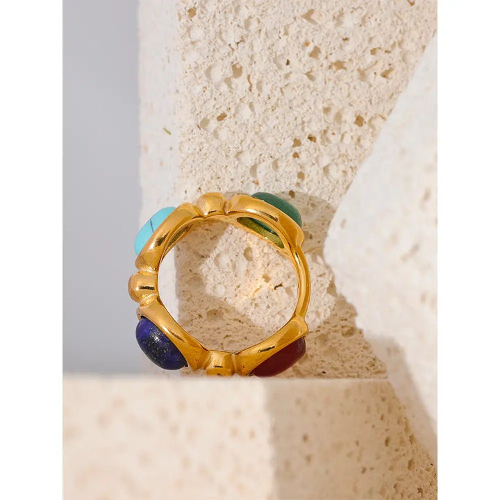Turquoise, Jade, Agate & Lapis Lazuli Ring Yiwu Landy Jewelry Summer WU