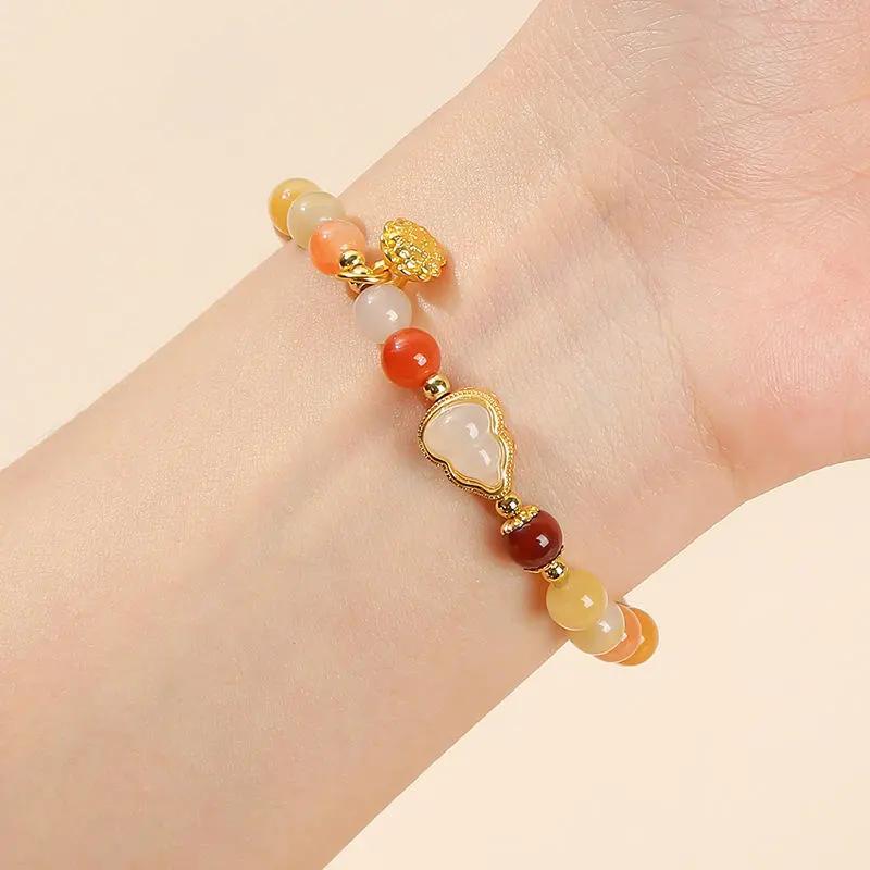 Jade Lucky Lotus & Gourd Feng Shui Bracelet  by Raw Spiritual