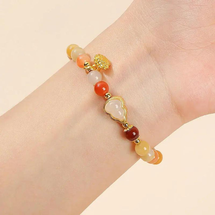 Jade Lucky Lotus & Gourd Feng Shui Bracelet  by Raw Spiritual