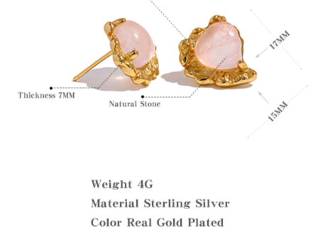 Rose Quartz S925 Silver Earrings for Love & Relationships
