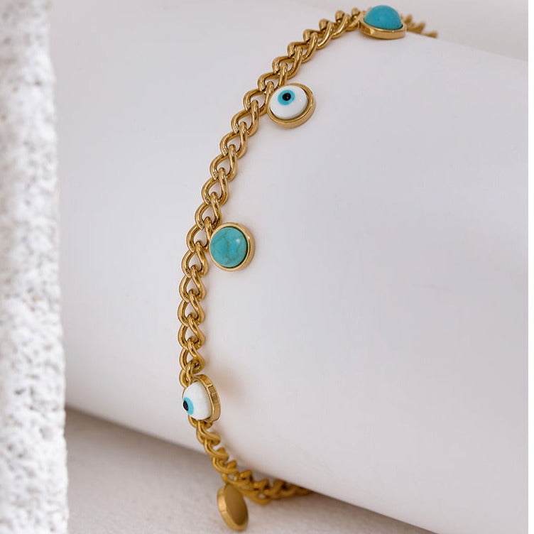 Turquoise with Evil Eye Nazar Bracelet for Protection & Spiritual Growth