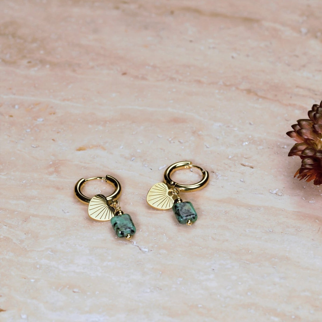 Dalmation Jasper Earrings in Stainless Steel for Protection & Confidence Yiwu Shanmei Jane