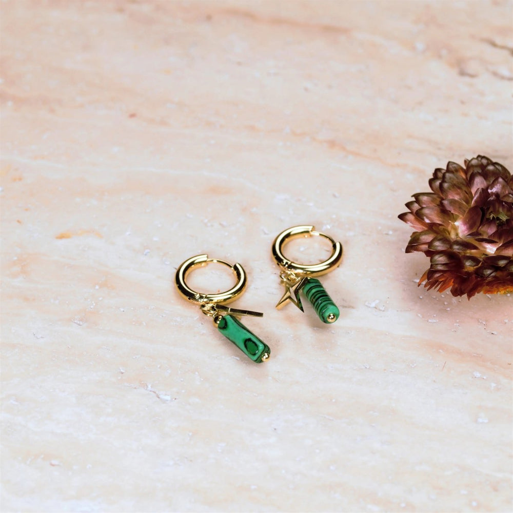 Malachite Earrings in 18K Stainless Steel  Change & Transformation Yiwu Shanmei Jane