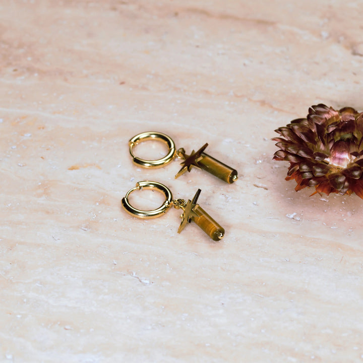 Tiger Eye Earrings in Stainless Steel for Protection & Confidence Yiwu Shanmei Jane