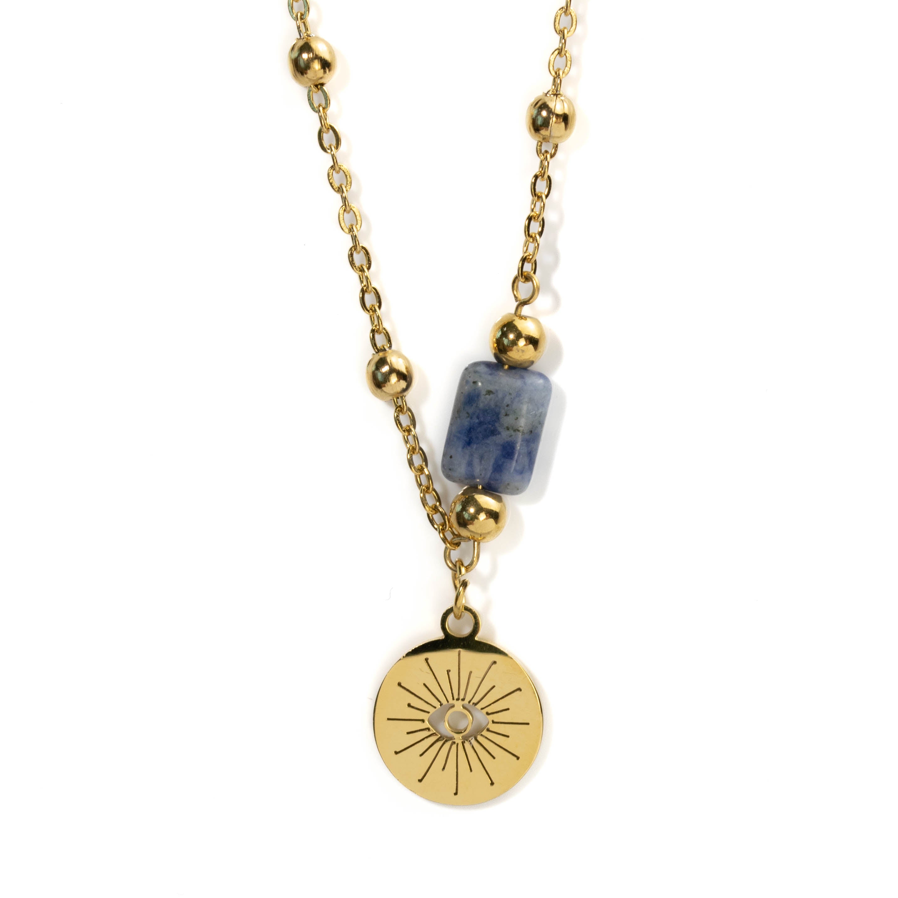 Lapis Lazuli Evil Eye Necklace for Wisdom & Protection