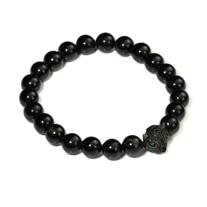 Shungite Bracelet with Leopard Charm for Neutralization & Detox Yiwu Shanmei Jane