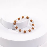 Rudraksh & Clear Quartz (Sphatik) bracelet for Clarity & Protection Om Rudraksha Haridwar