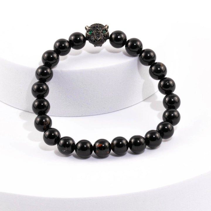 Shungite Bracelet with Leopard Charm for Neutralization & Detox Yiwu Shanmei Jane
