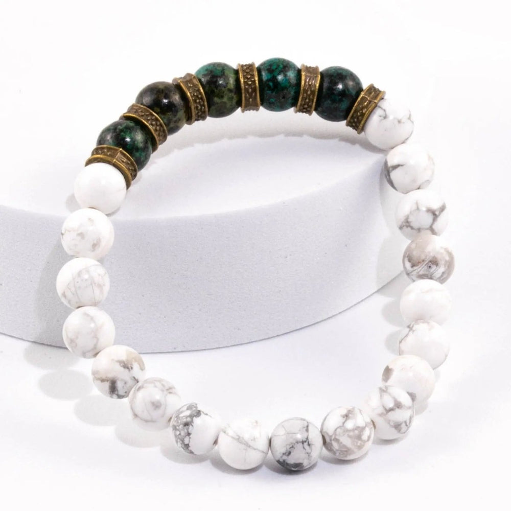 Howlite & African Turquoise Bracelet for Knowledge & Spiritual Growth Yiwu Shanmei Jane