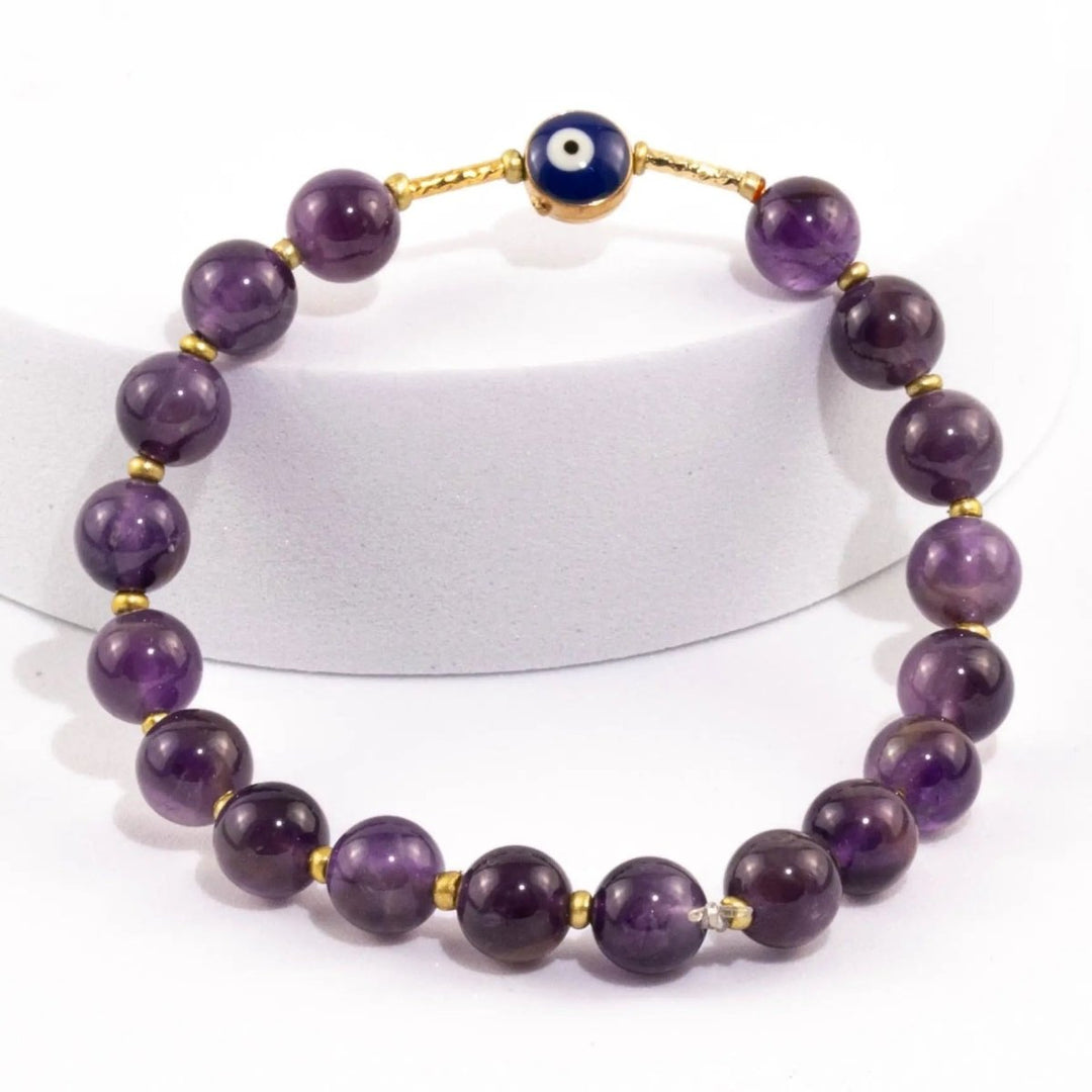 Amethyst Evil Eye "Nazar" Bracelet for Healing & Protection Yiwu Shanmei Jane