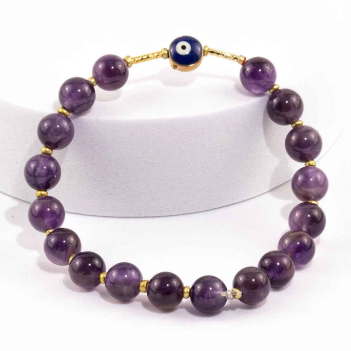 Amethyst Evil Eye "Nazar" Bracelet for Healing & Protection