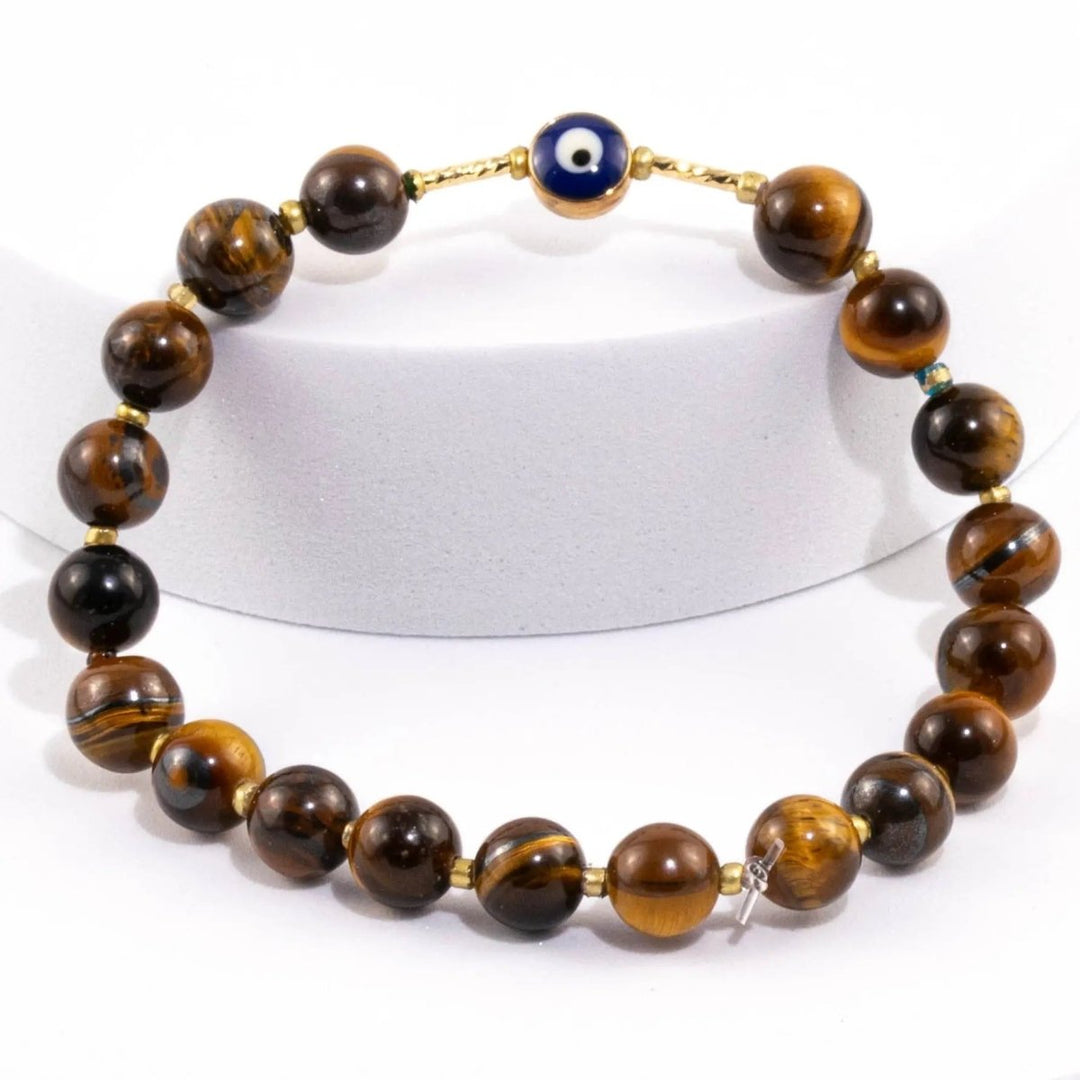 Tiger Eye with Evil Eye Bracelet for Strength and Protection Yiwu Shanmei Jane