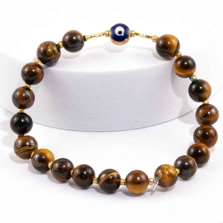 Tiger Eye with Evil Eye Bracelet for Strength and Protection