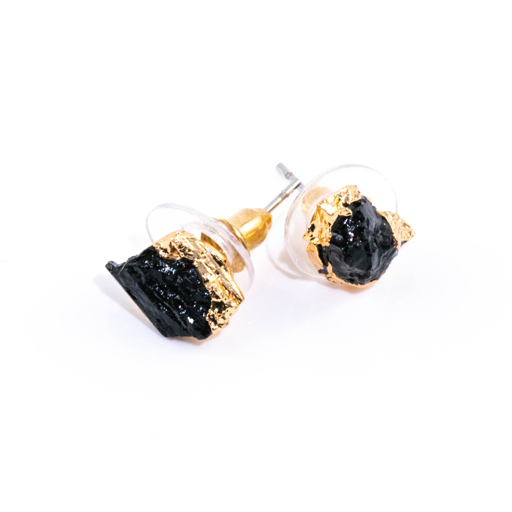 Black Tourmaline Earrings in Stainless Steel for Protection & Purification
