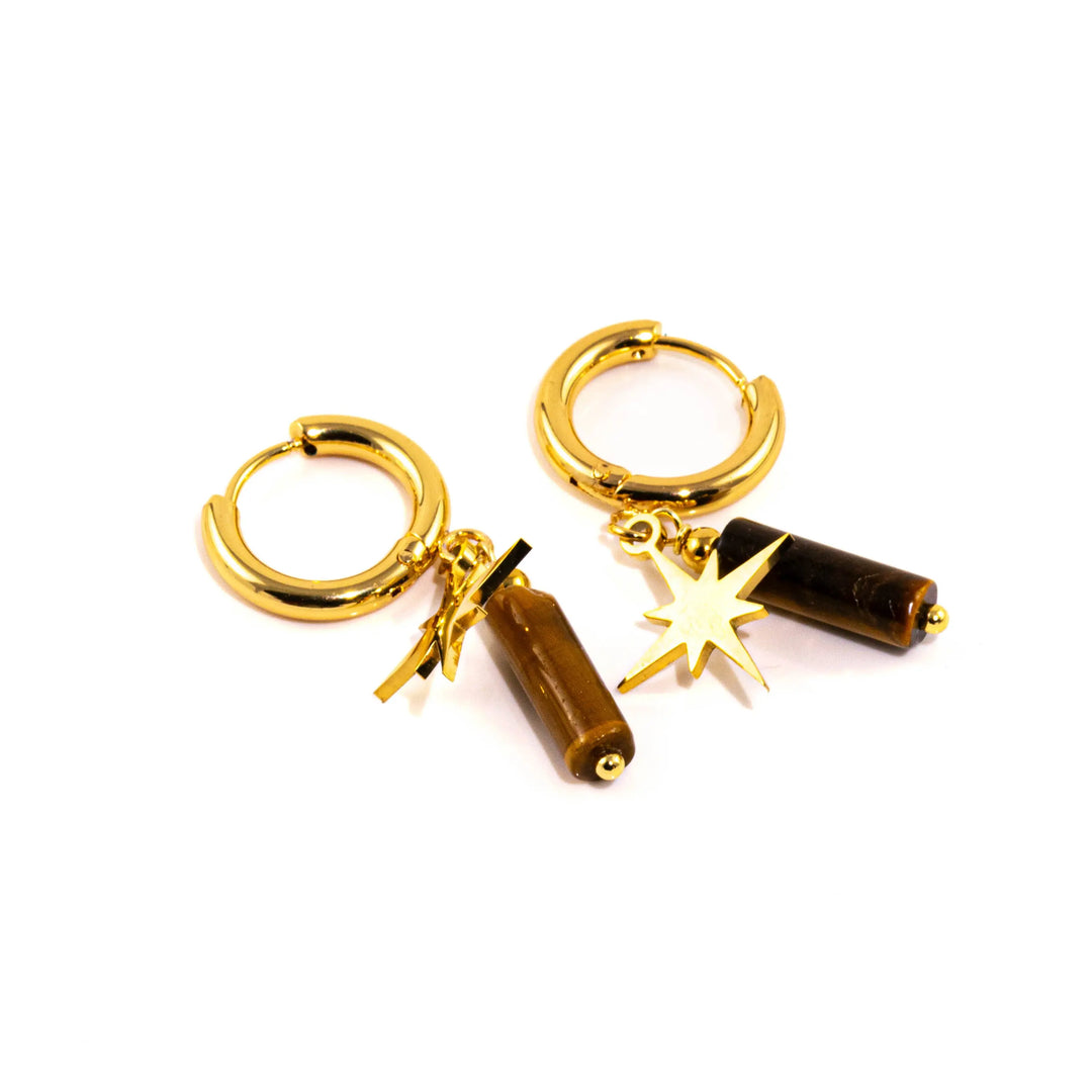 Tiger Eye Earrings in Stainless Steel for Protection & Confidence Yiwu Shanmei Jane