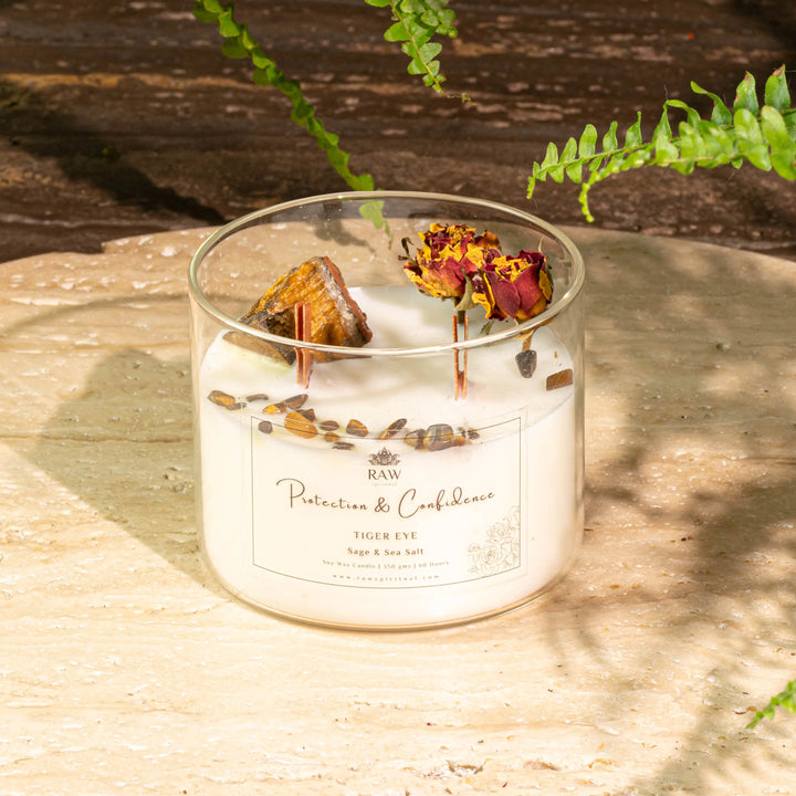 Tiger Eye Aromatherapy Crystal Candle for Protection & Confidence Yiwu Yi Sheng Nathan Wu