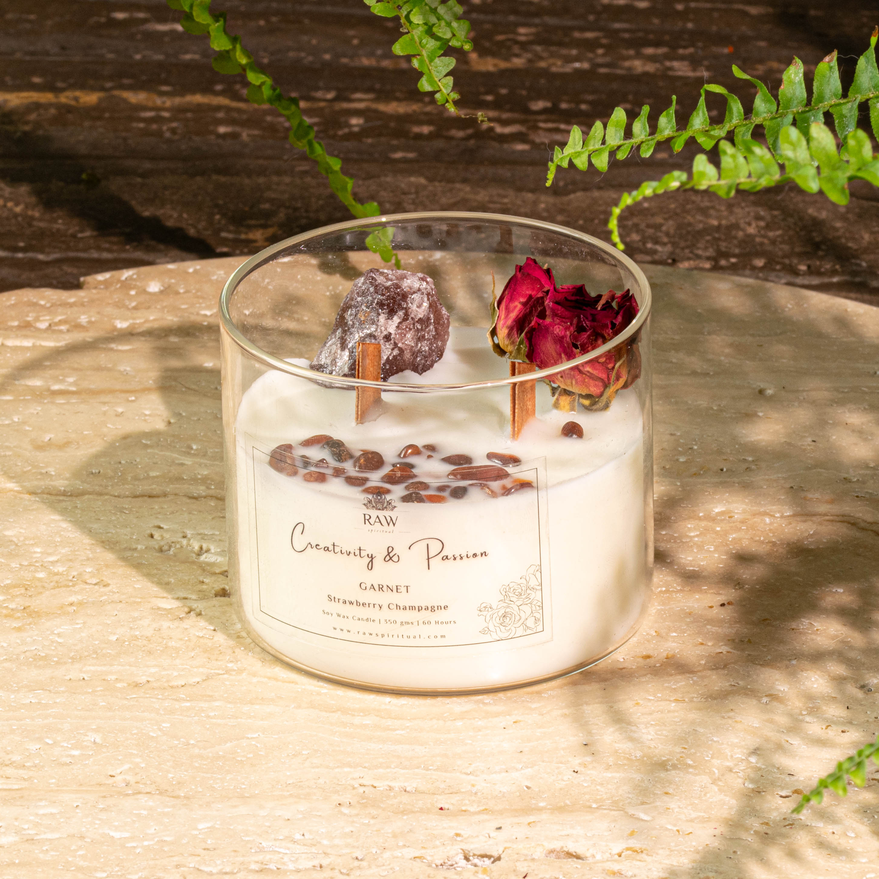Garnet Aromatherapy Crystal Candle for Creativity & Passion
